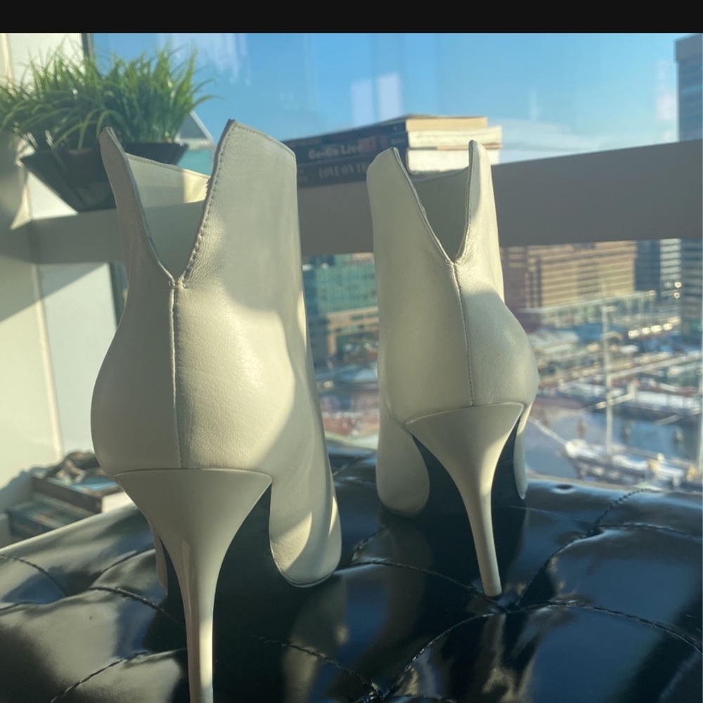 Marc Fisher White Go-Go Ankle Boots